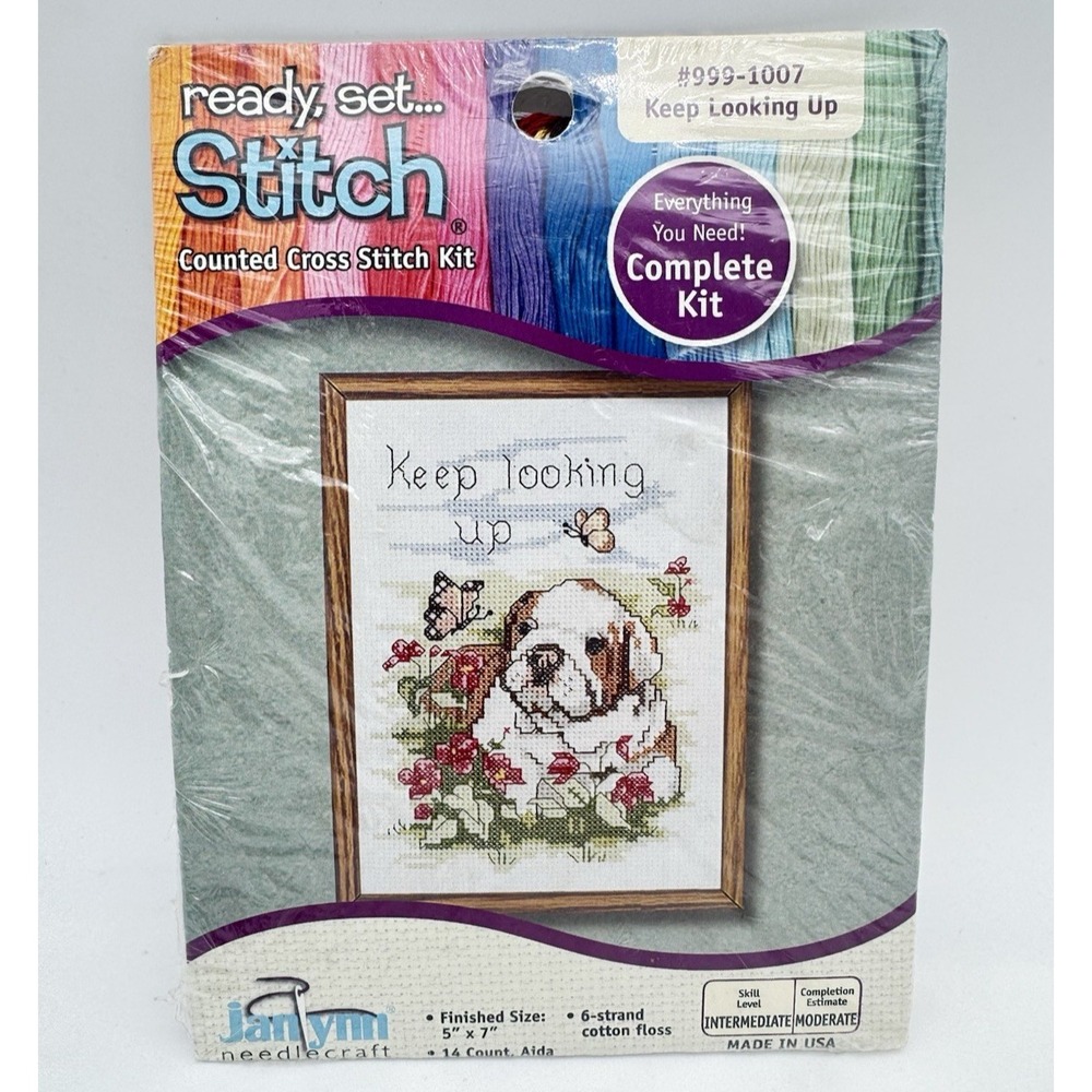 Janlynn KEEP LOOKING UP Dog Cross Stitch Kit Sewing Craft Project 999-1007